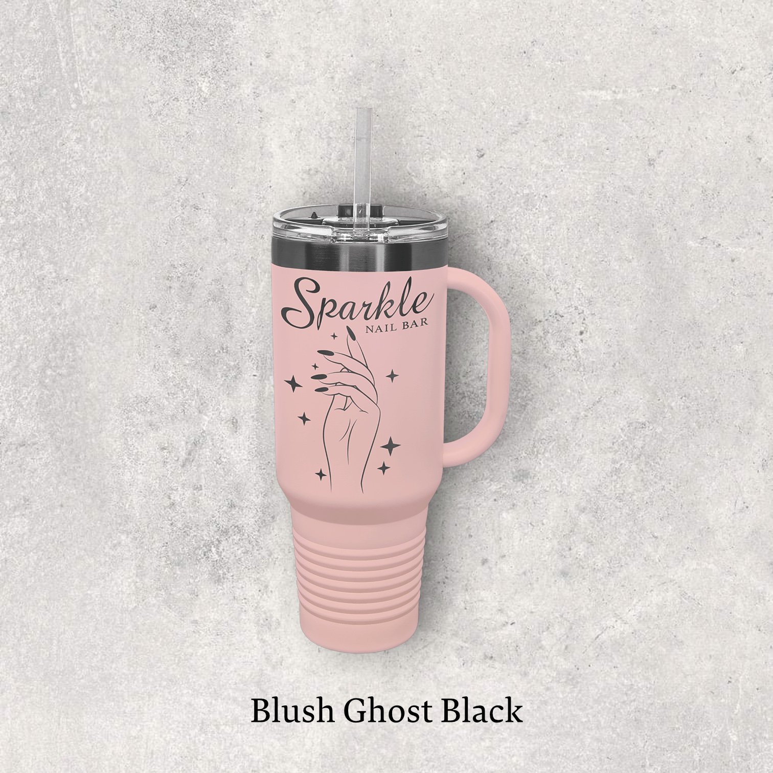 Laser engraved 40oz travel mug, blush ghost black color – Lazeric