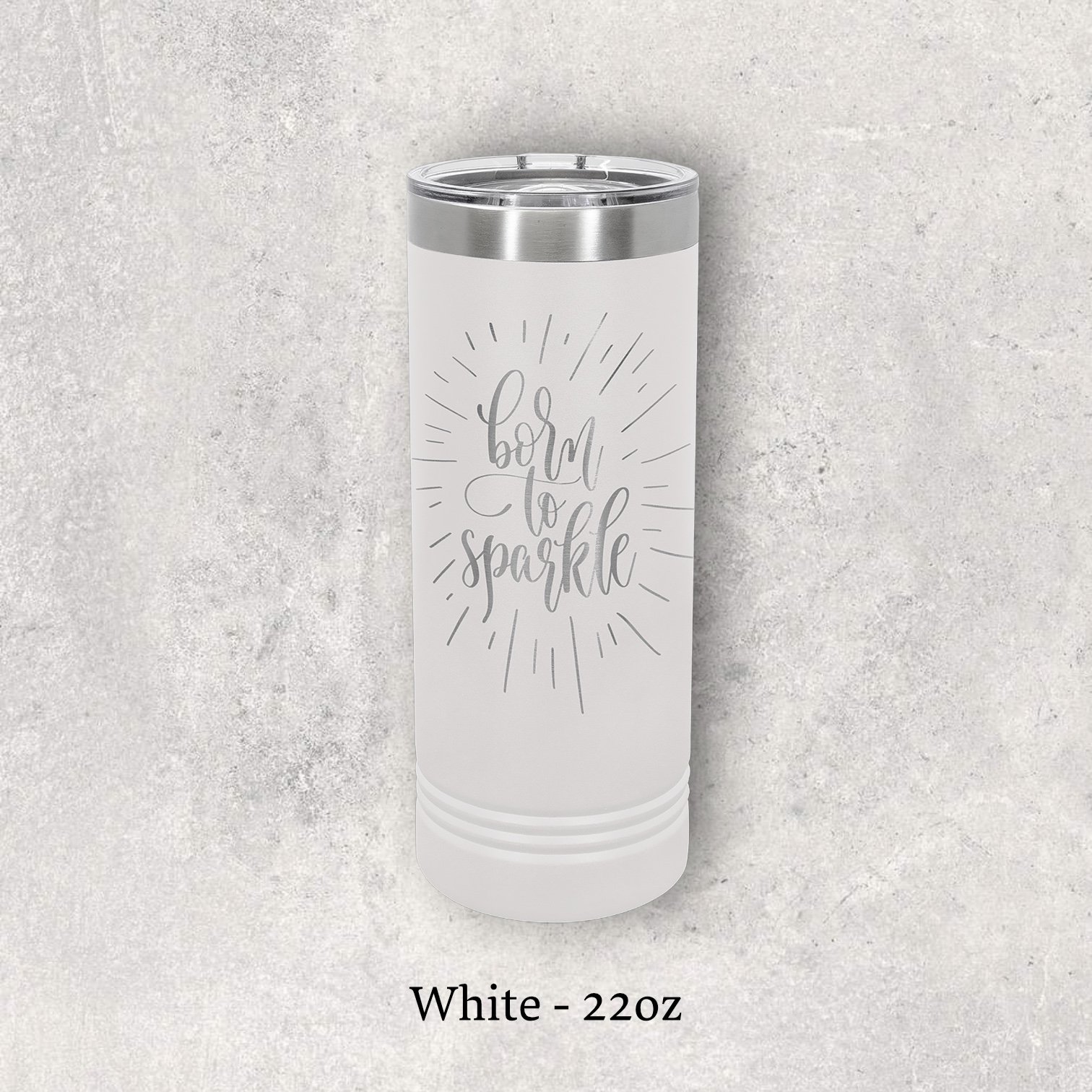 Laser engraved white 22oz skinny tumbler with lid – Lazeric