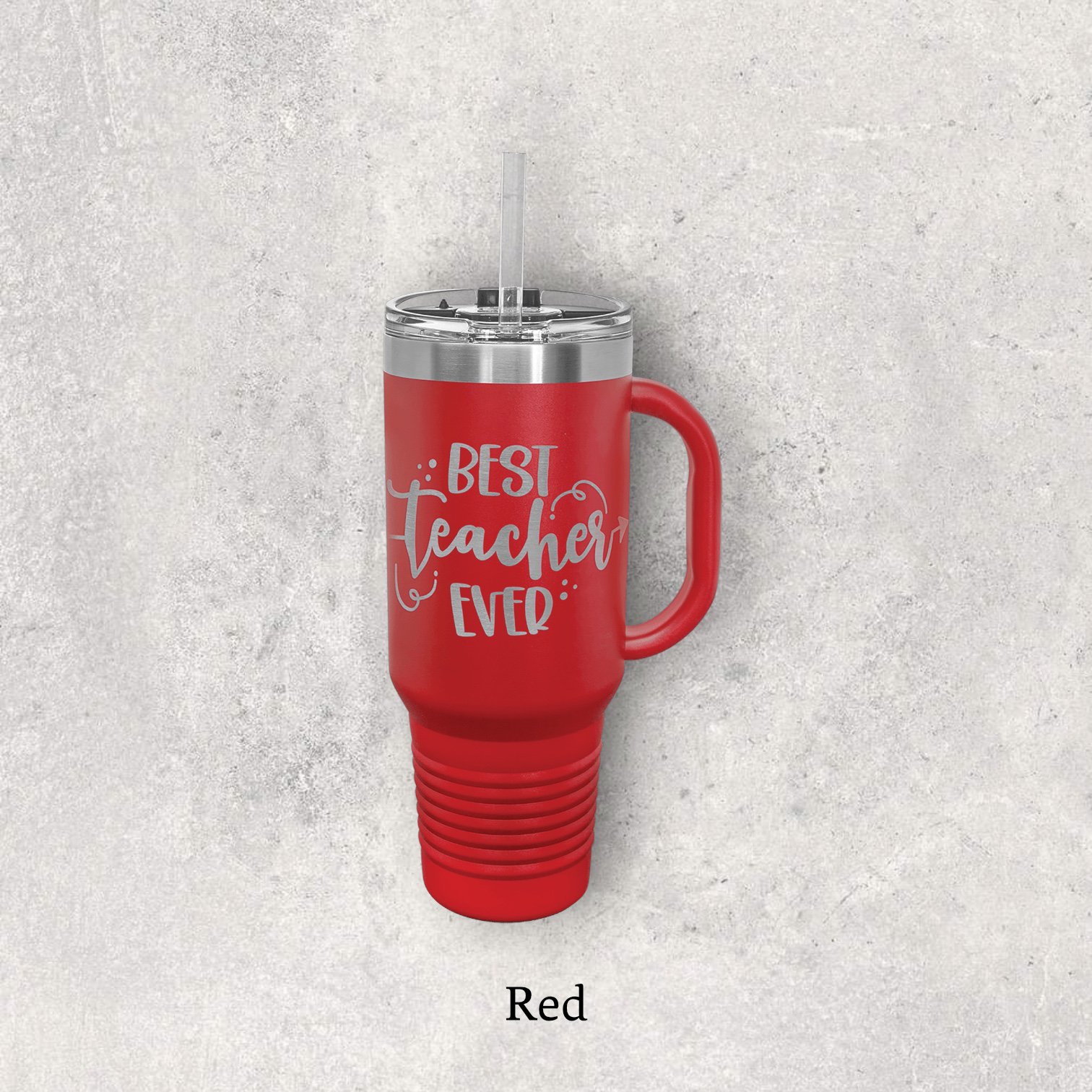 Laser engraved 40oz travel mug, red color – Lazeric