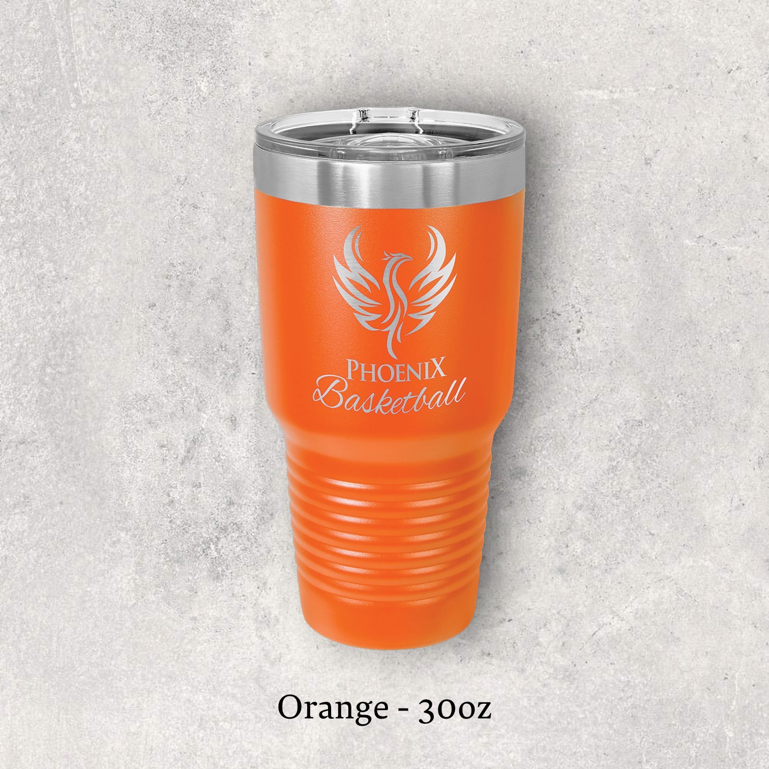 Laser engraved orange 30oz tumbler with lid – Lazeric