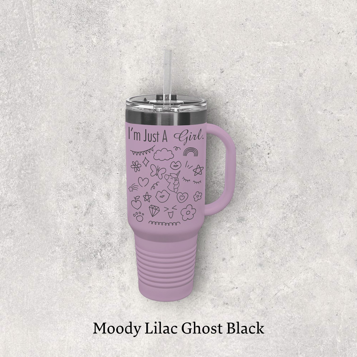 40oz travel mug, moody lilac ghost black color – Lazeric