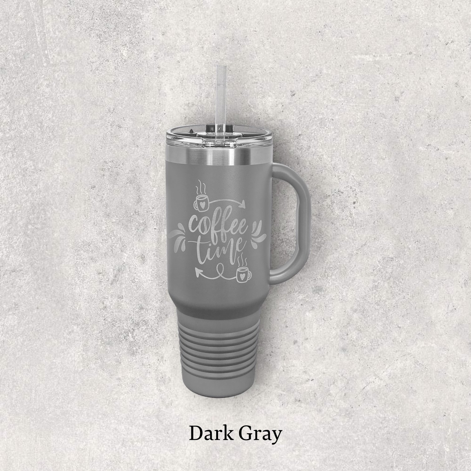 Laser engraved 40oz travel mug, dark gray color – Lazeric