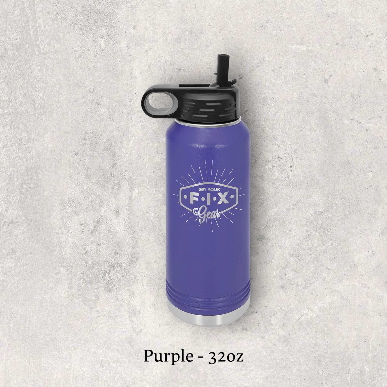 Laser engraved purple 32oz stainless steel water bottle with lid – Lazeric