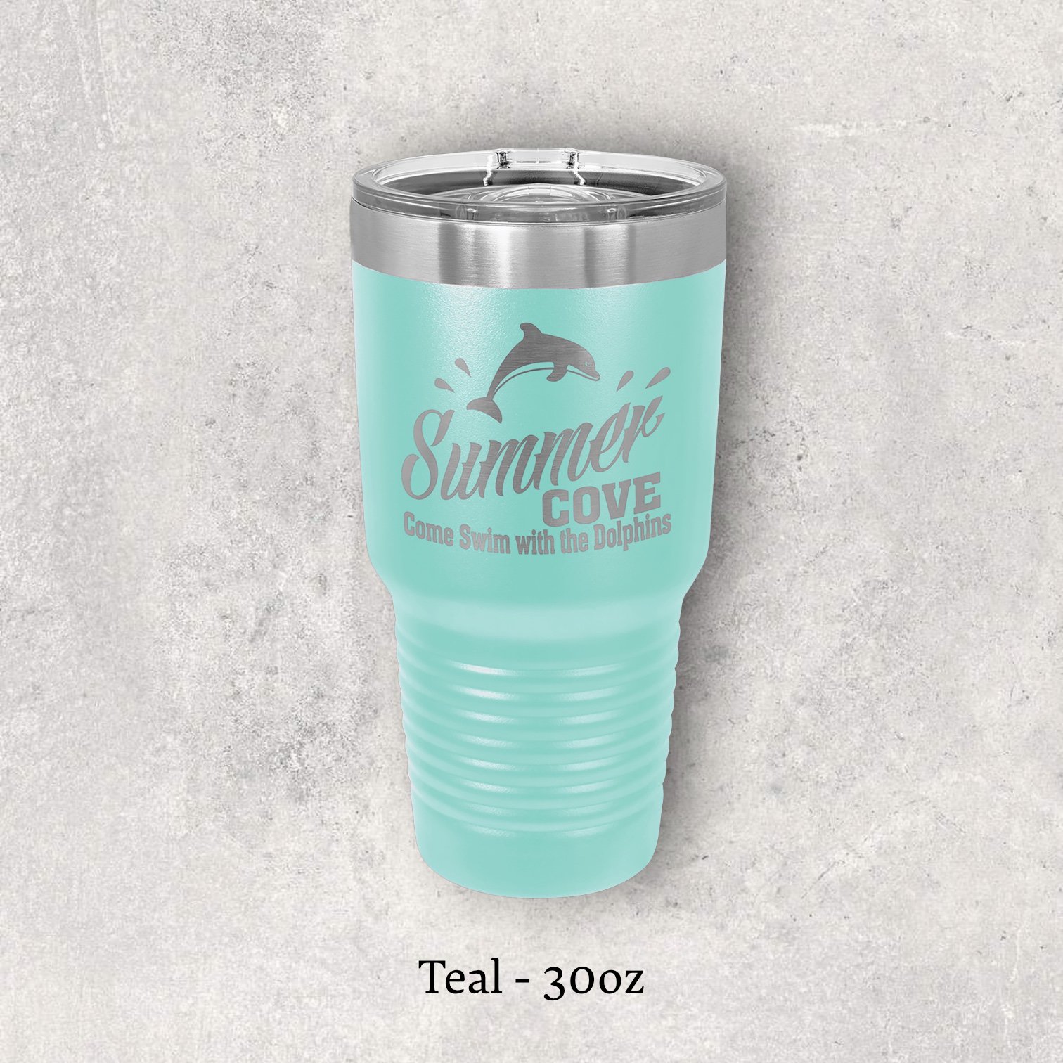 Laser engraved teal 30oz tumbler with lid – Lazeric
