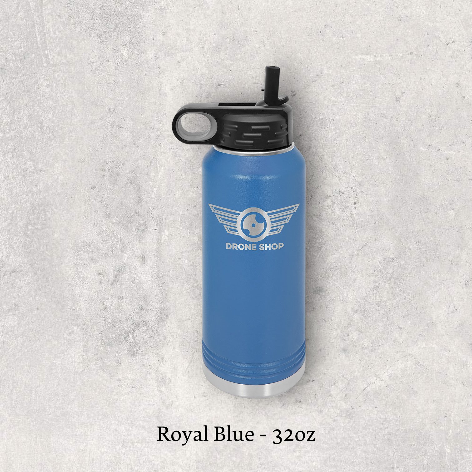 Laser engraved royal blue 32oz stainless steel water bottle with lid – Lazeric