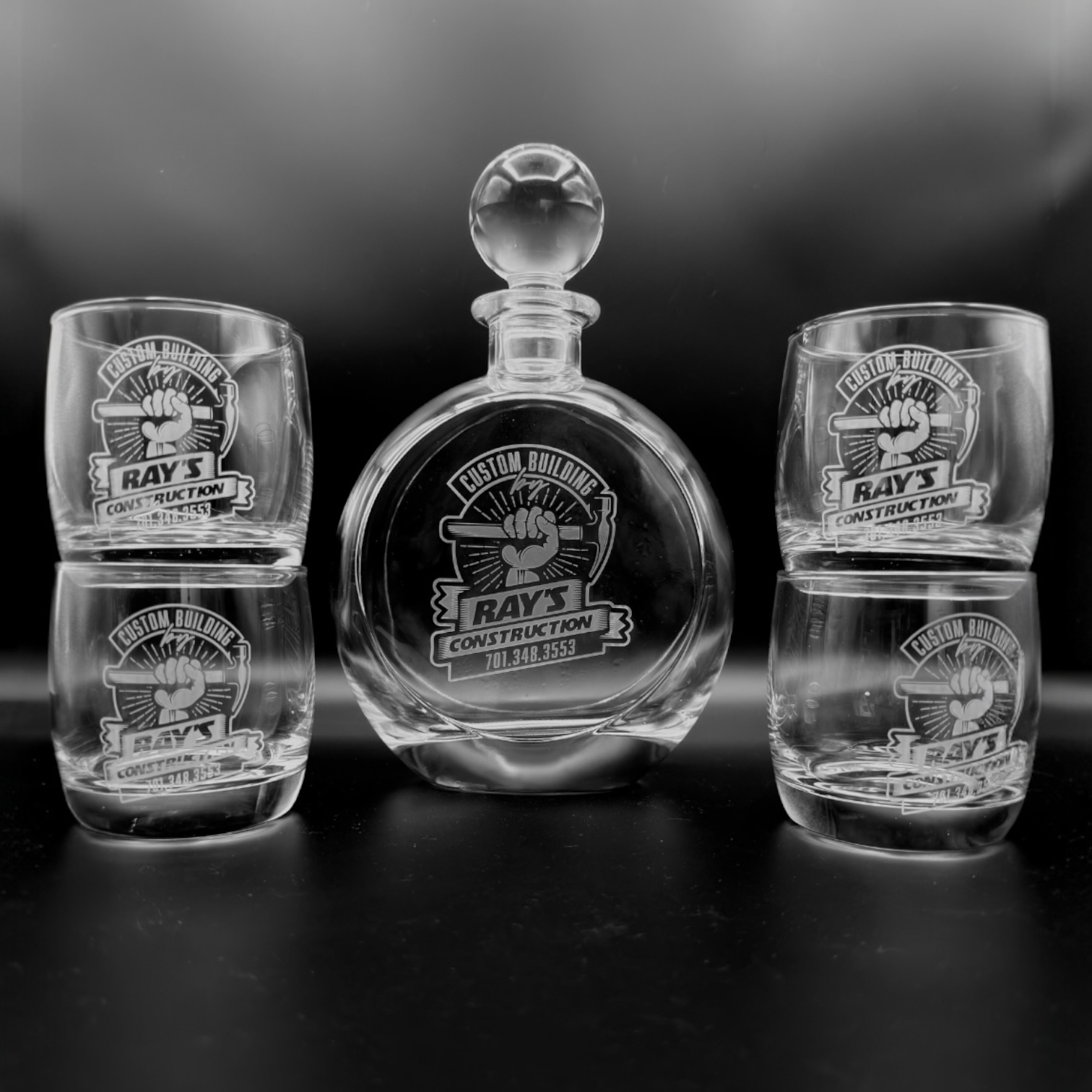 Custom Decanter Set - 750mL Round