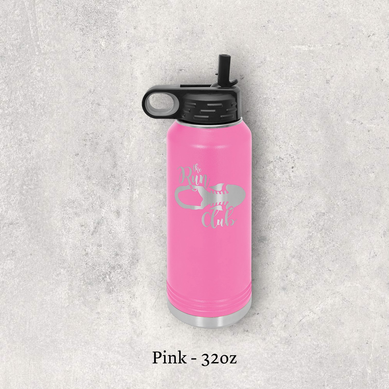 Laser engraved pink 32oz stainless steel water bottle with lid – Lazeric