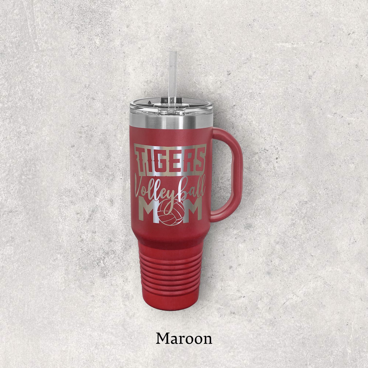 Laser engraved 40oz travel mug, maroon color – Lazeric