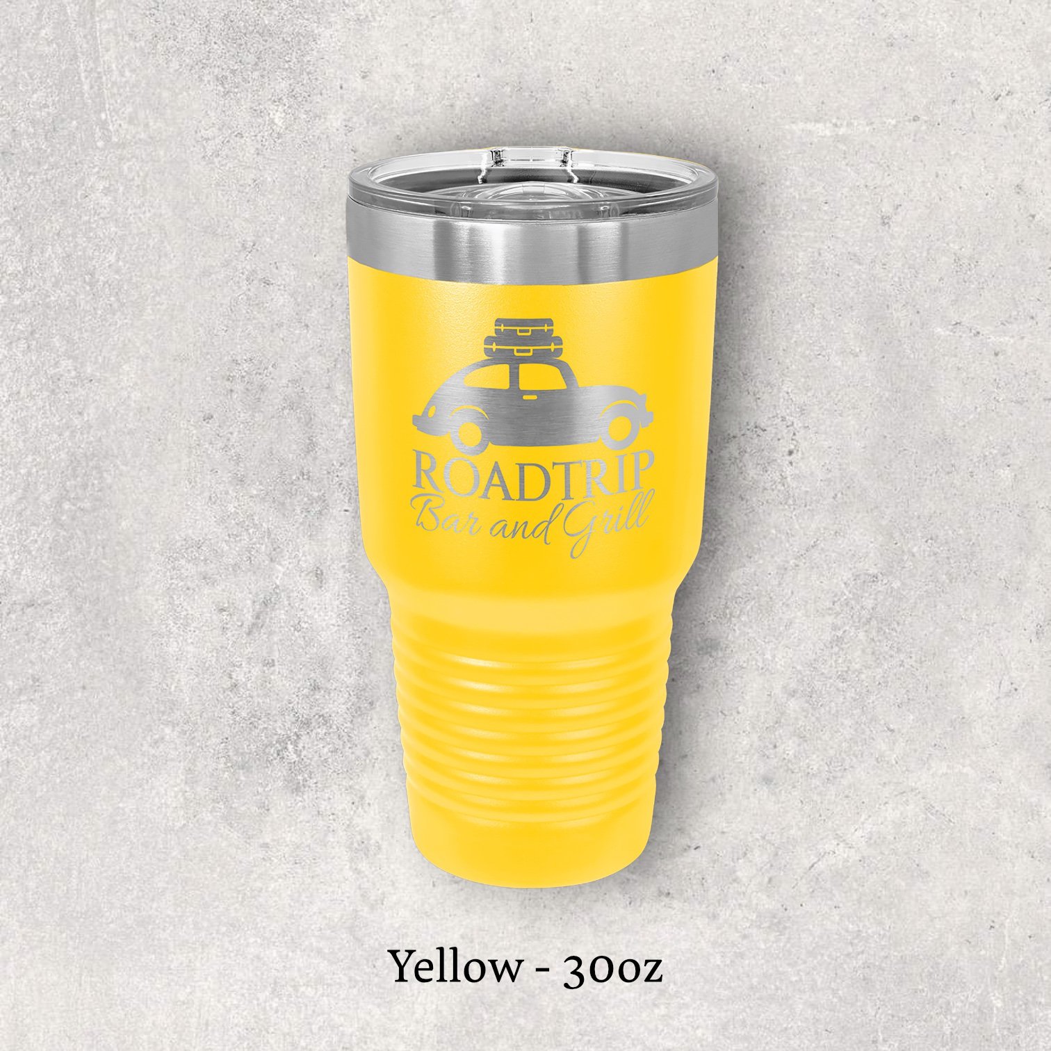 Laser engraved yellow 30oz tumbler with lid – Lazeric