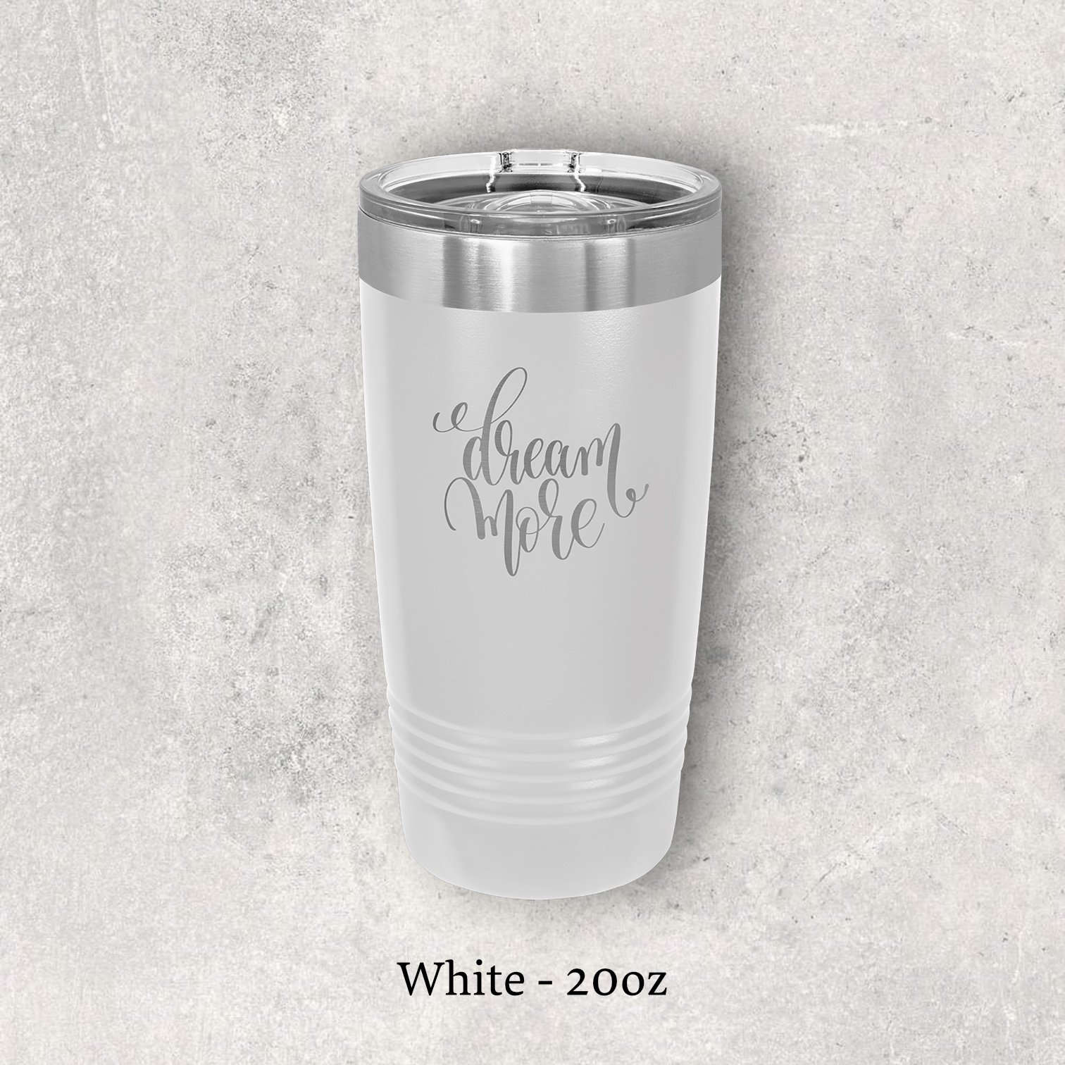 Laser engraved white 20oz tumbler with lid – Lazeric