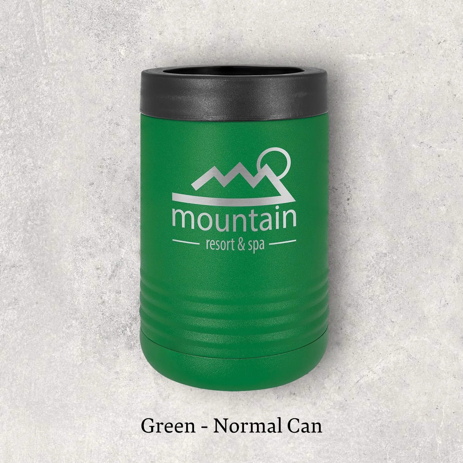Laser engraved green metal beverage holder for normal 12 oz can – Lazeric