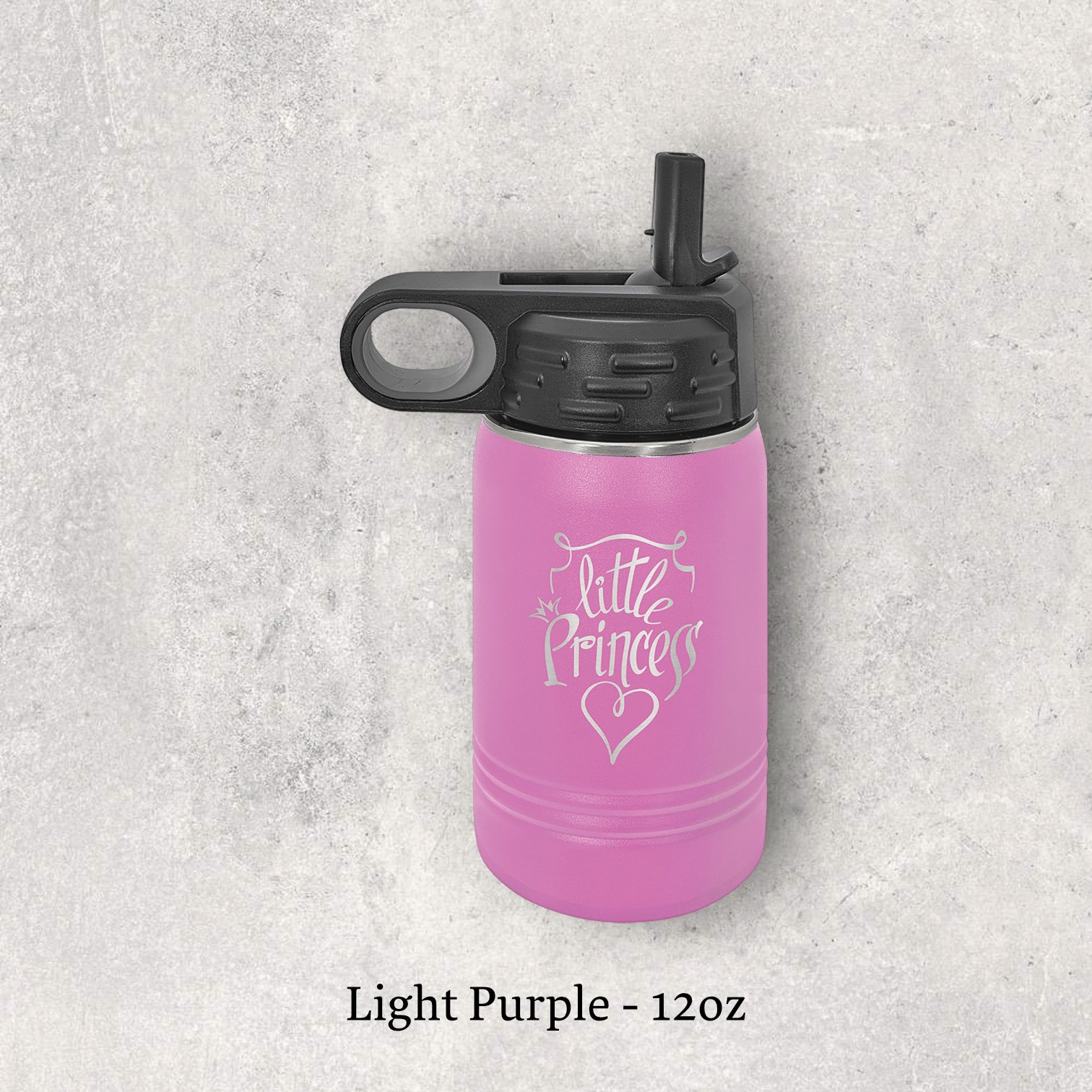 Laser engraved light purple 12oz stainless steel water bottle with lid – Lazeric