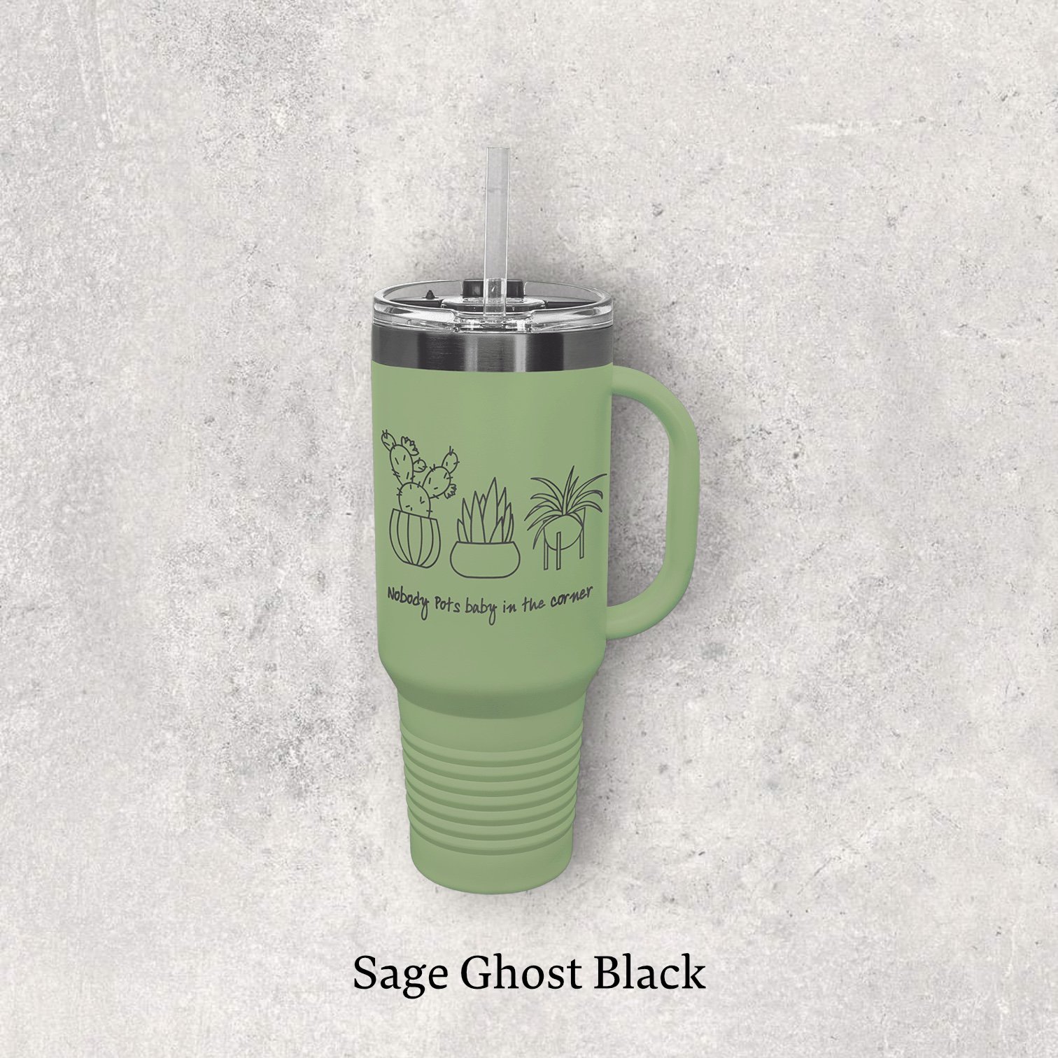 40oz travel mug, sage ghost black color – Lazeric