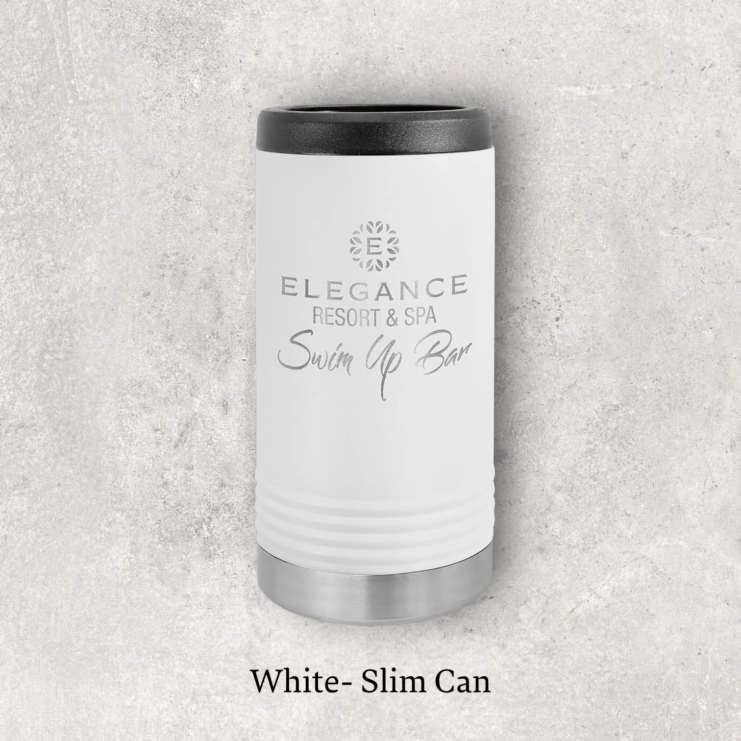 Laser engraved white metal beverage holder for slim 12 oz can – Lazeric