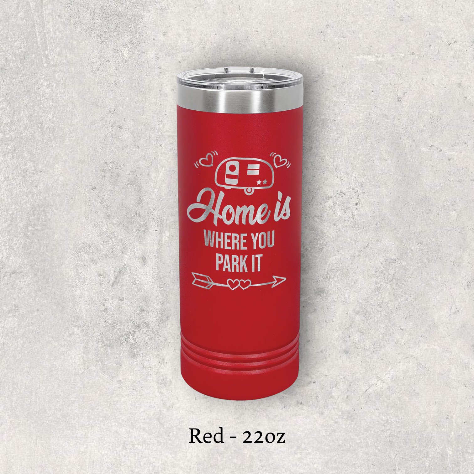 Laser engraved red 22oz skinny tumbler with lid – Lazeric