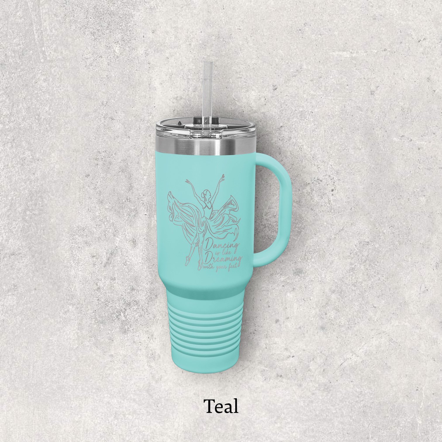 Laser engraved 40oz travel mug, teal color – Lazeric
