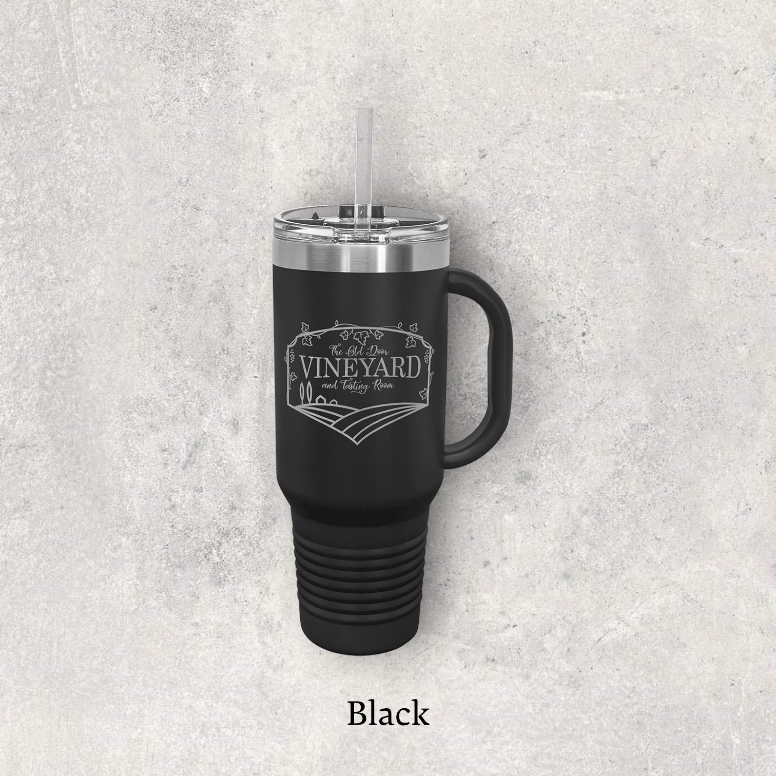 Laser engraved 40oz travel mug, black color – Lazeric
