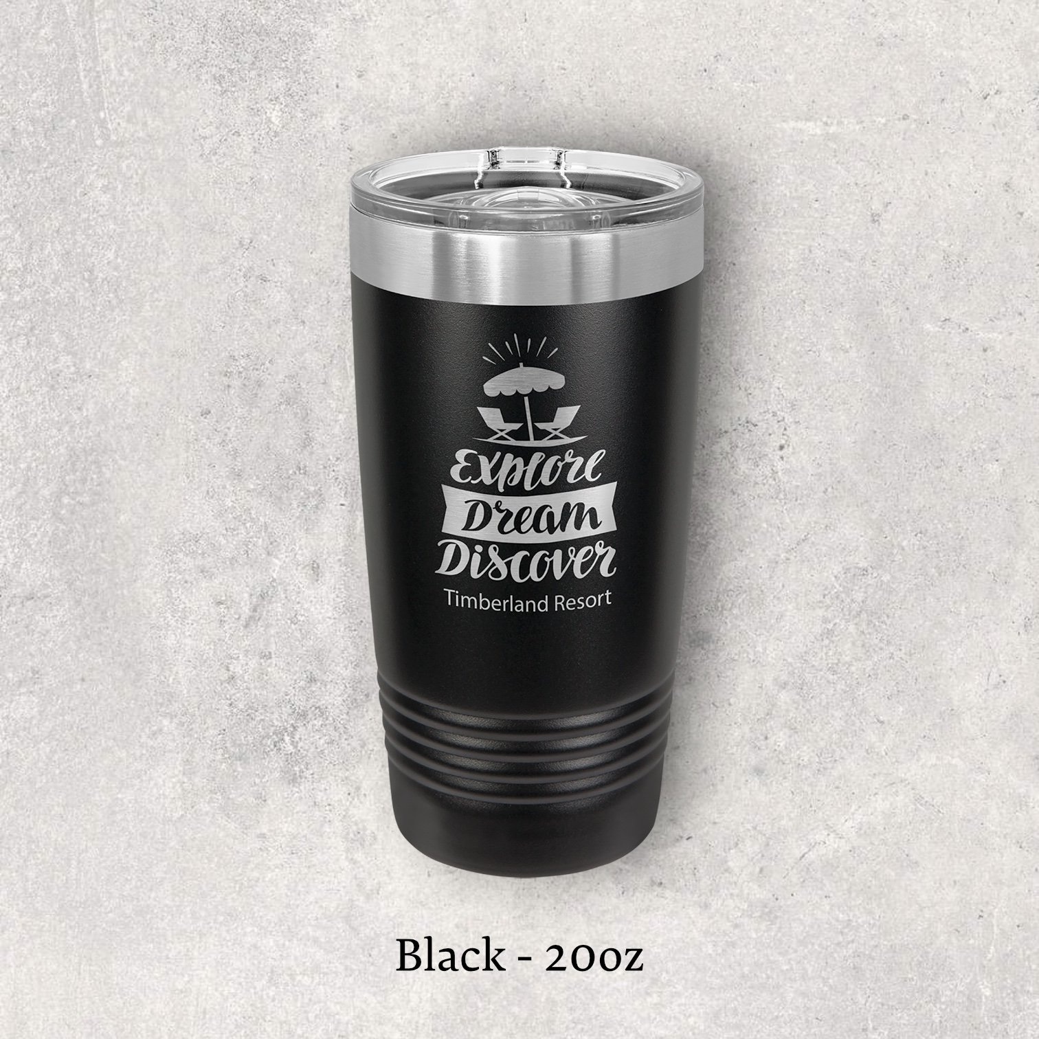 Laser engraved black 20oz tumbler with lid – Lazeric