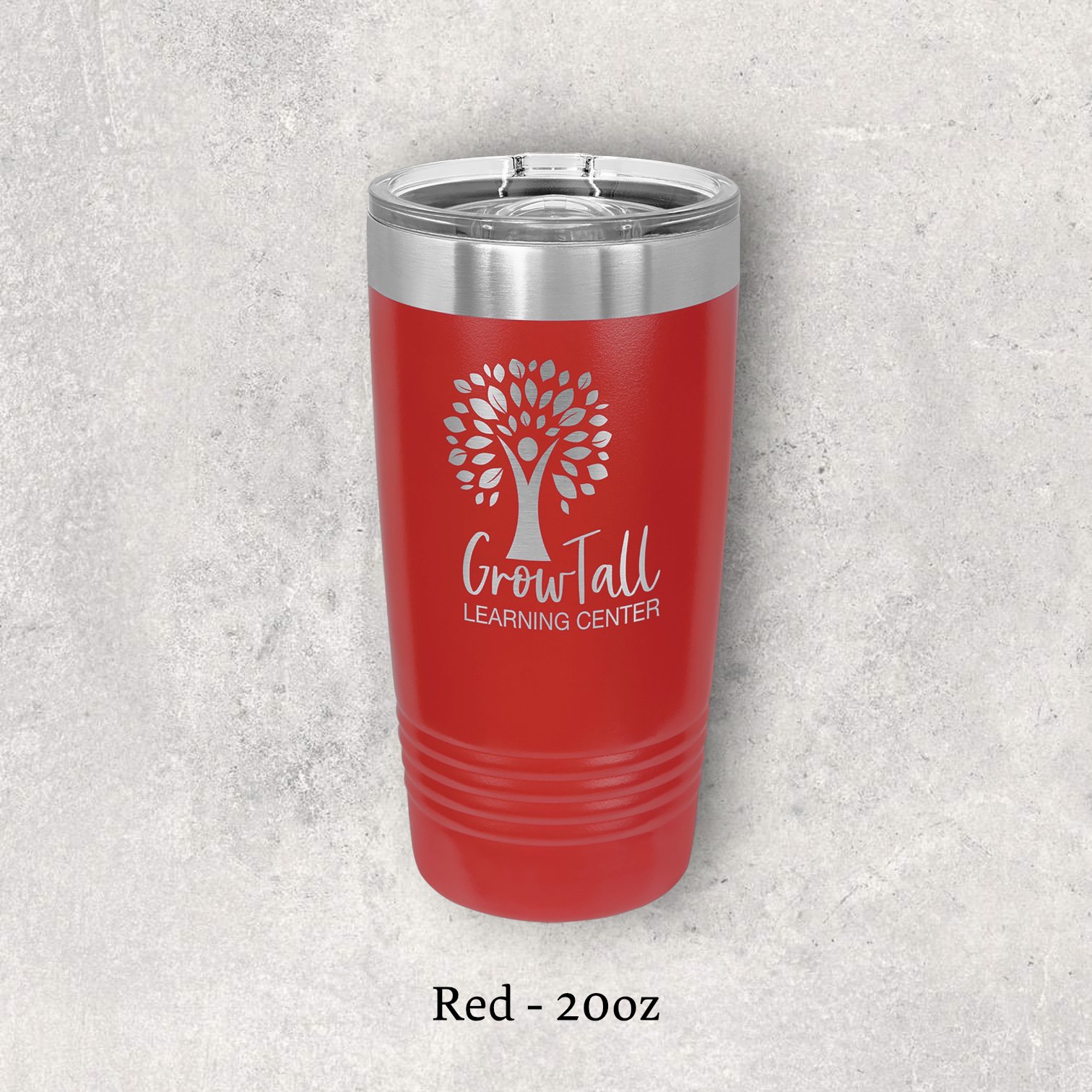 Laser engraved red 20oz tumbler with lid – Lazeric