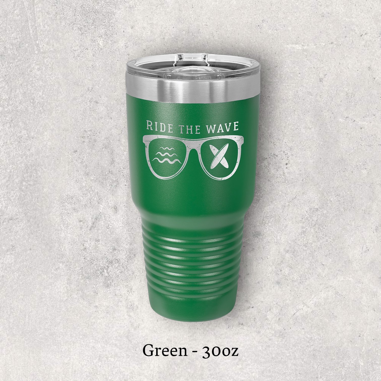Laser engraved green 30oz tumbler with lid – Lazeric