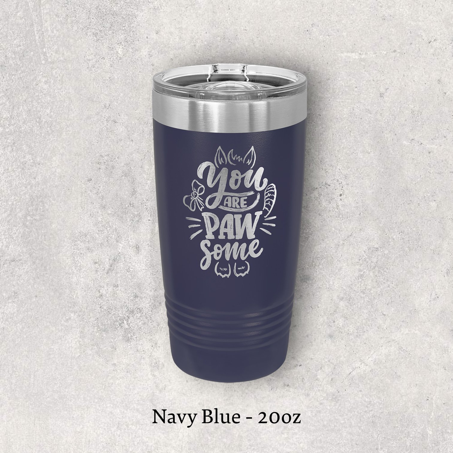 Laser engraved navy blue 20oz tumbler with lid – Lazeric