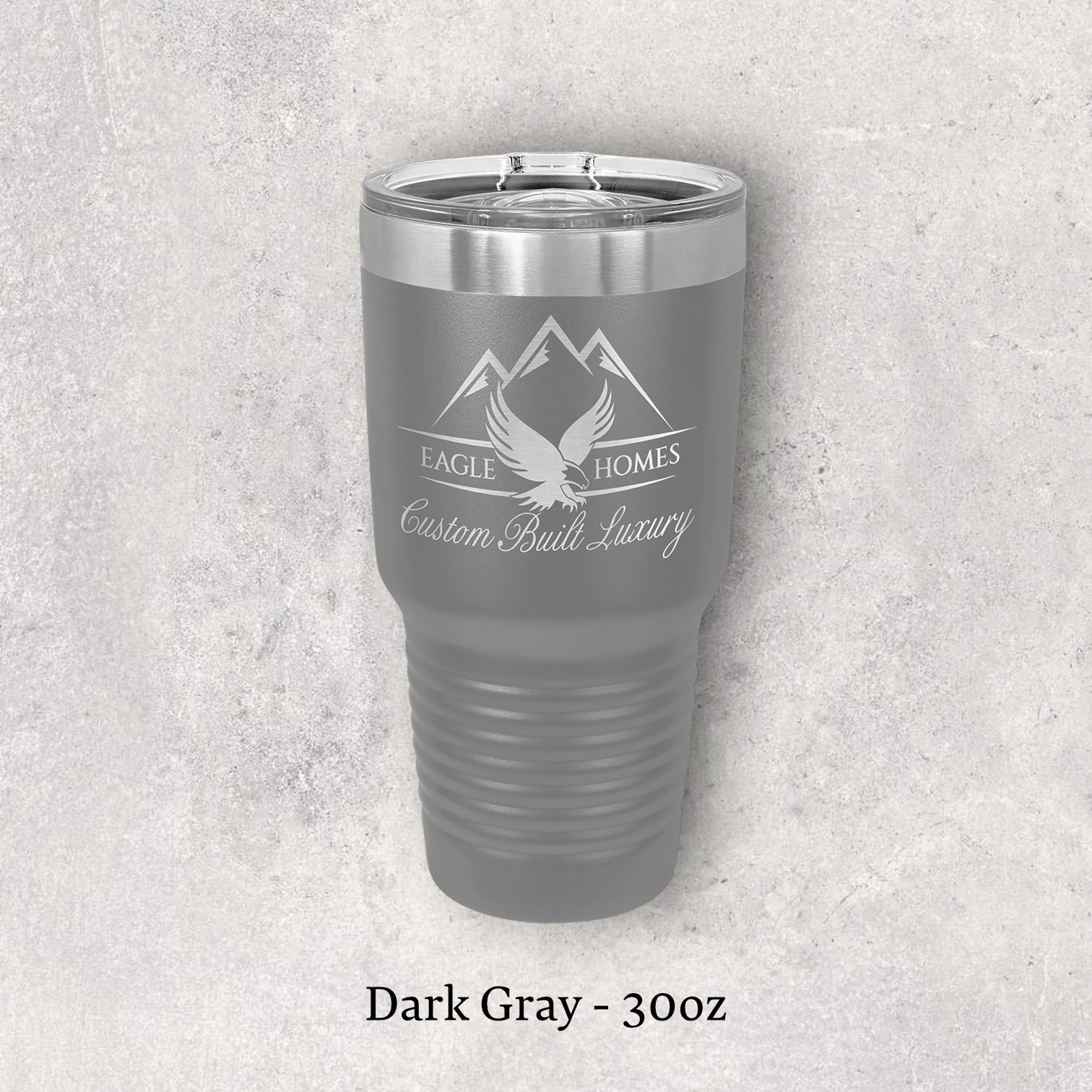 Laser engraved dark gray 30oz tumbler with lid – Lazeric