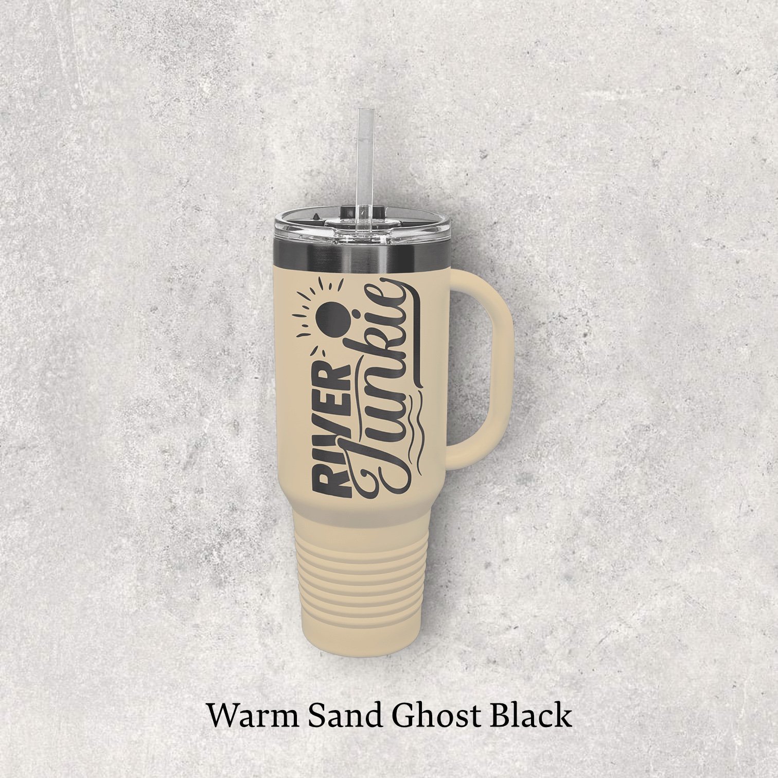 40oz travel mug, warm sand ghost black color – Lazeric