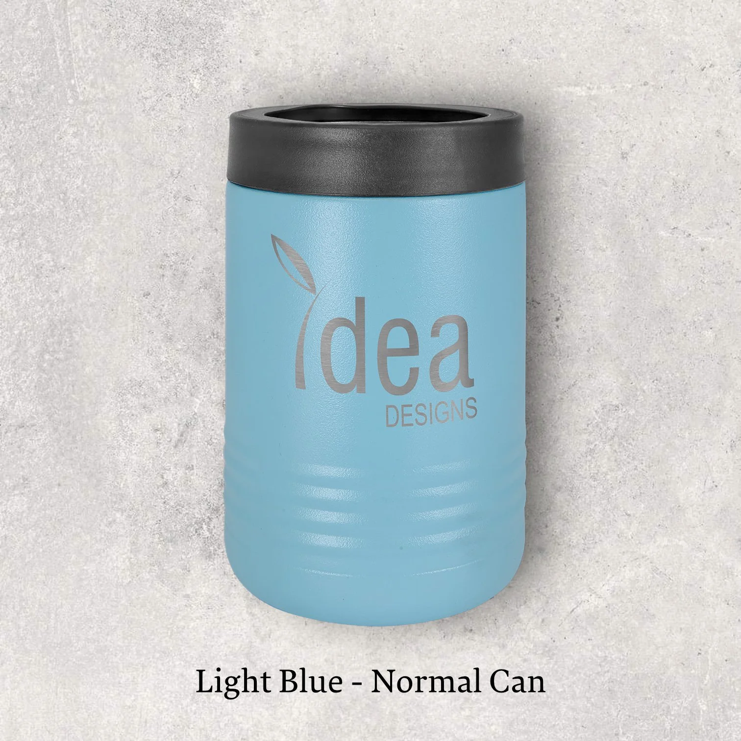 Laser engraved light blue metal beverage holder for normal 12 oz can – Lazeric