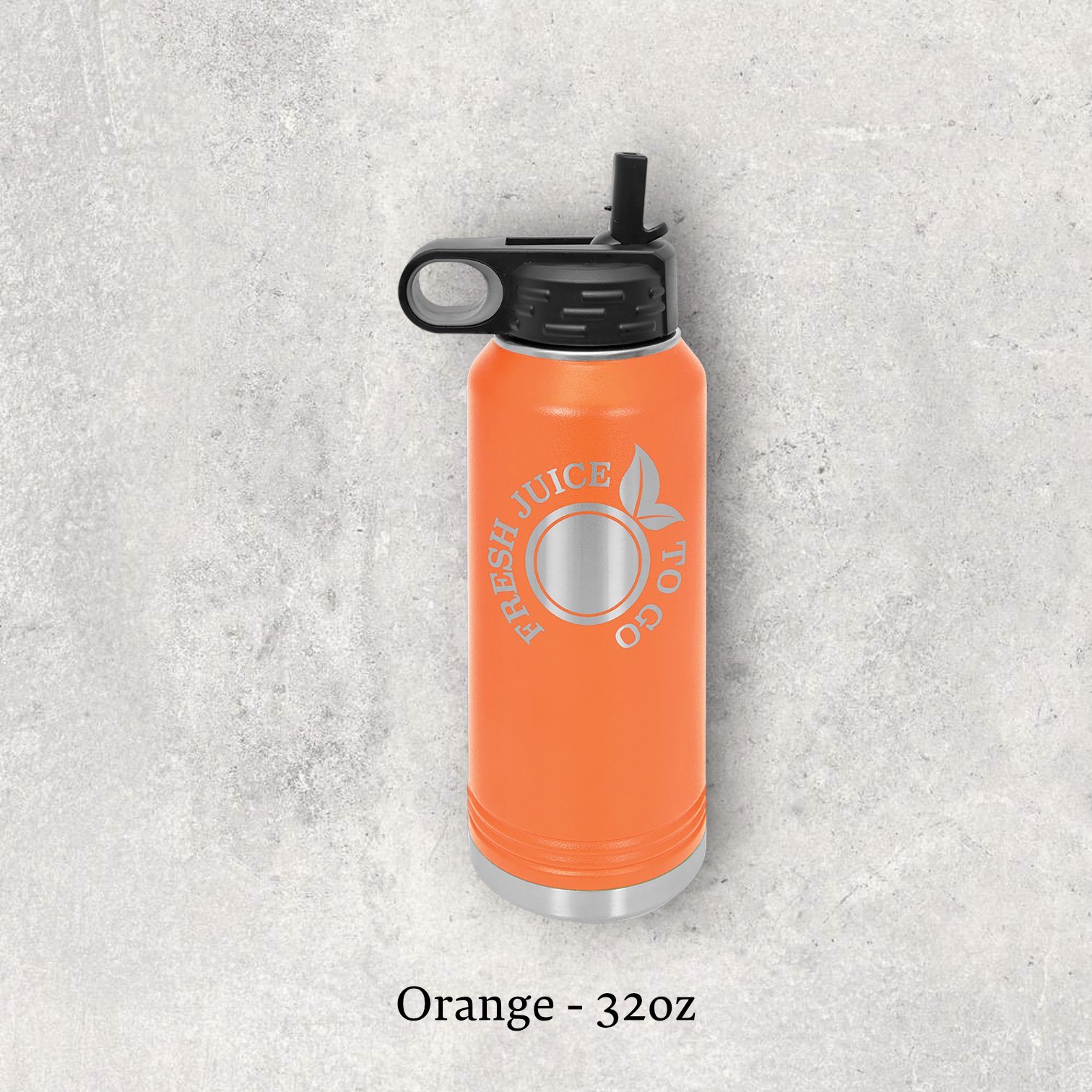 Laser engraved orange 32oz stainless steel water bottle with lid – Lazeric