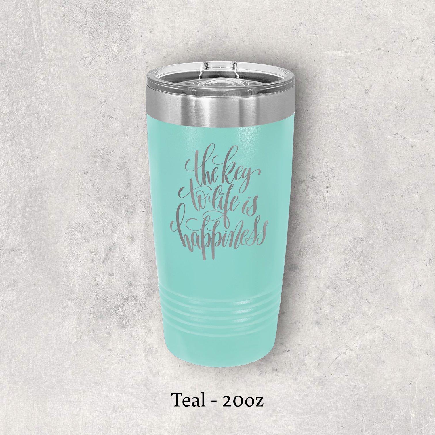 Laser engraved teal 20oz tumbler with lid – Lazeric