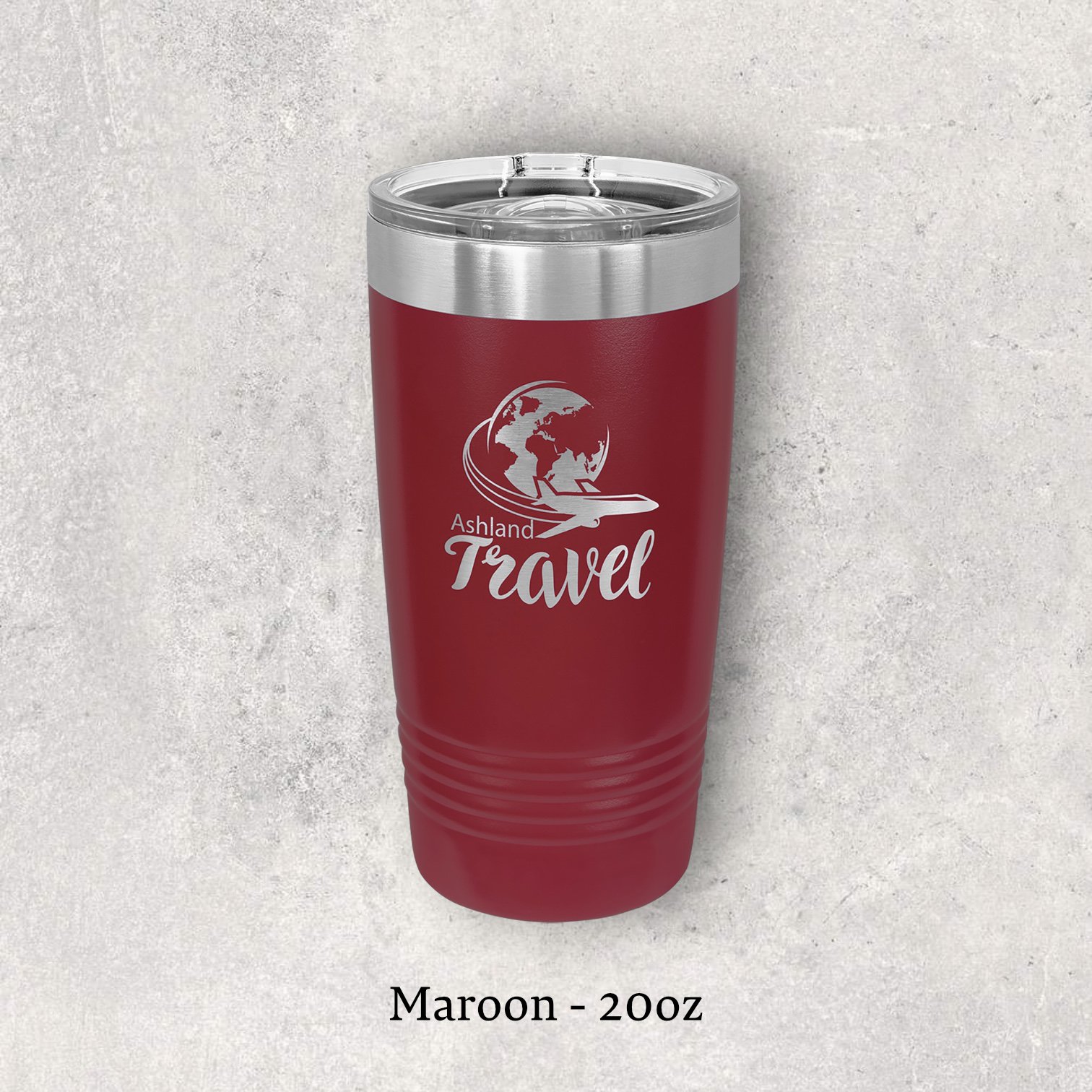 Laser engraved maroon 20oz tumbler with lid – Lazeric