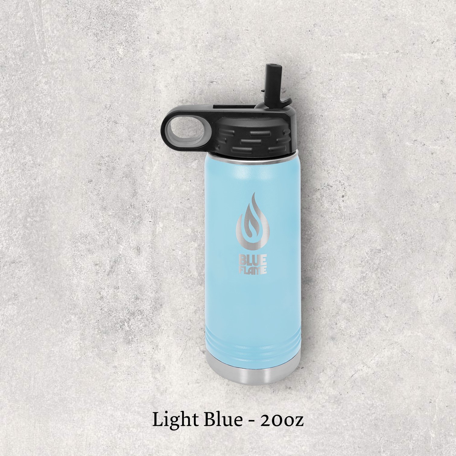 Laser engraved light blue 20oz stainless steel water bottle with lid – Lazeric