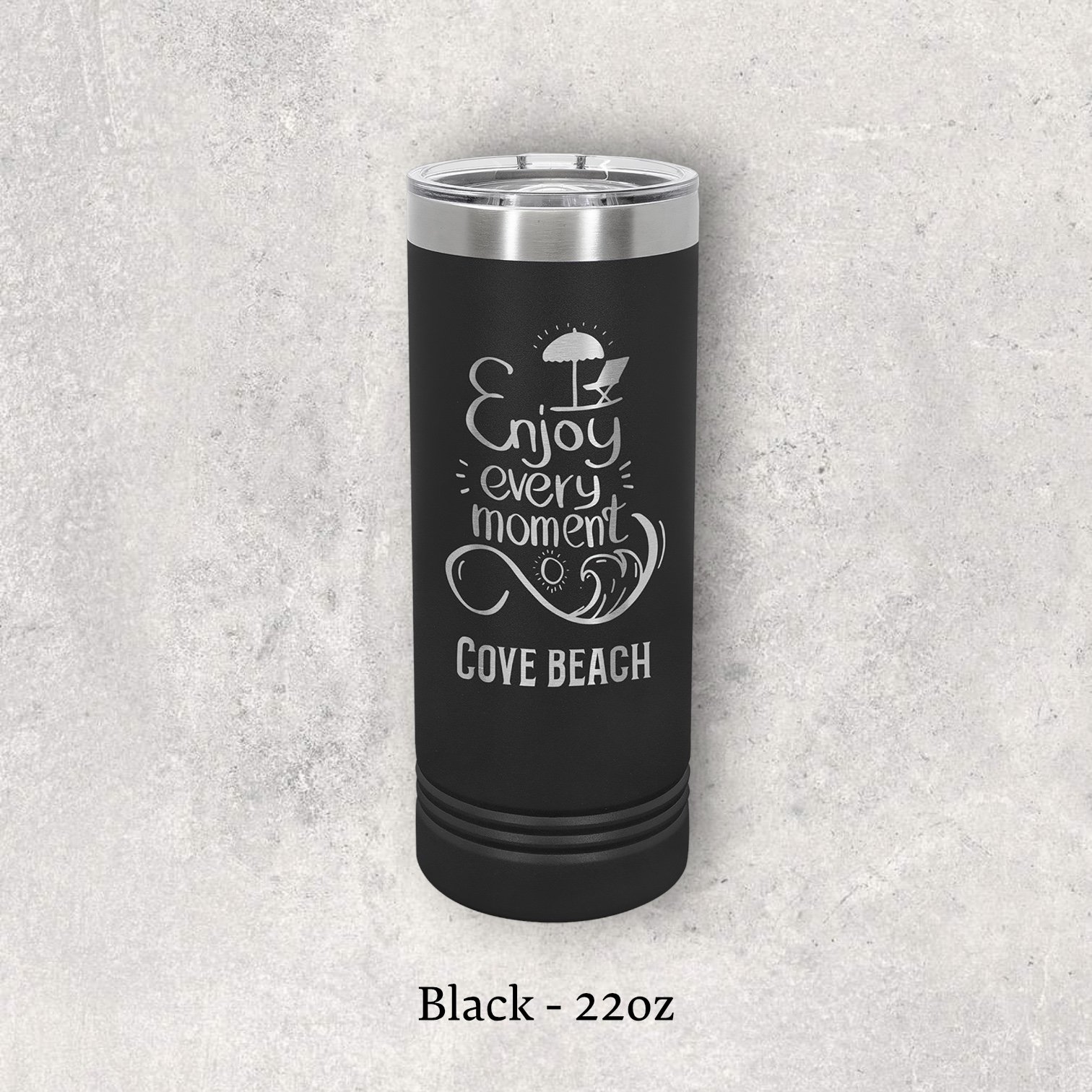 Laser engraved black 22oz skinny tumbler with lid – Lazeric