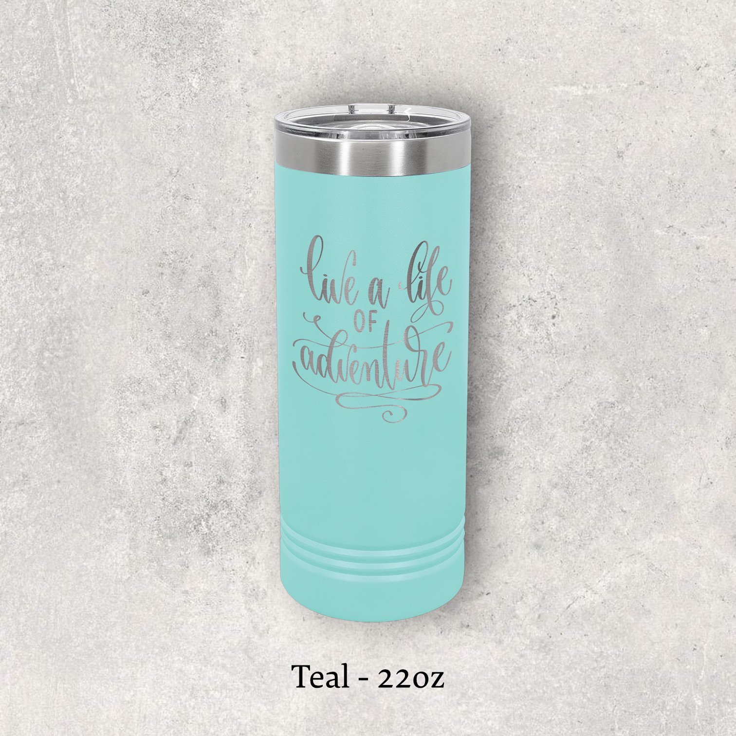 Laser engraved teal 22oz skinny tumbler with lid – Lazeric