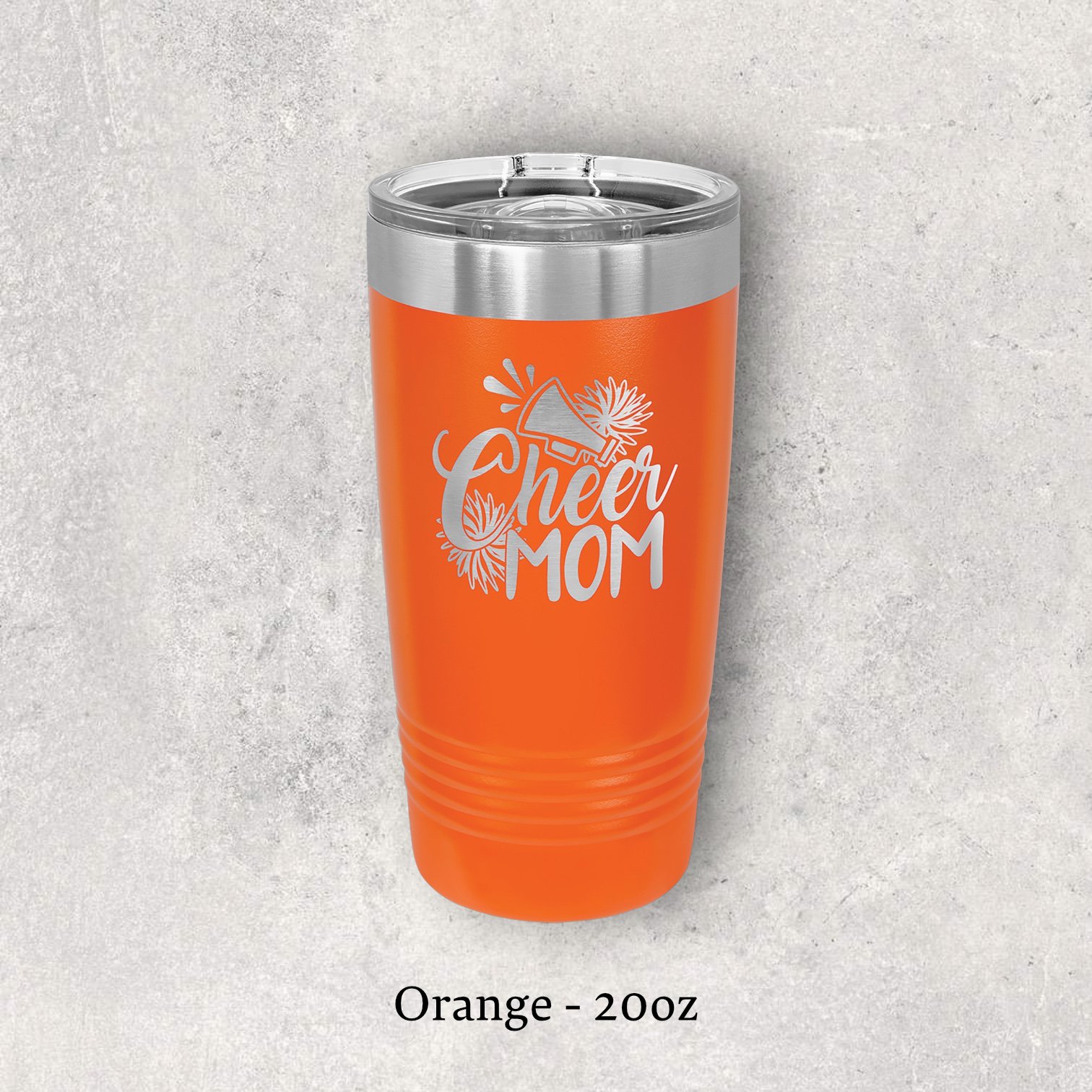 Laser engraved orange 20oz tumbler with lid – Lazeric
