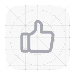 Gray thumbs up icon on a grid background
