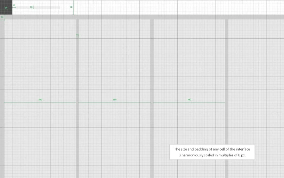 Design grid layout with columns and measurements