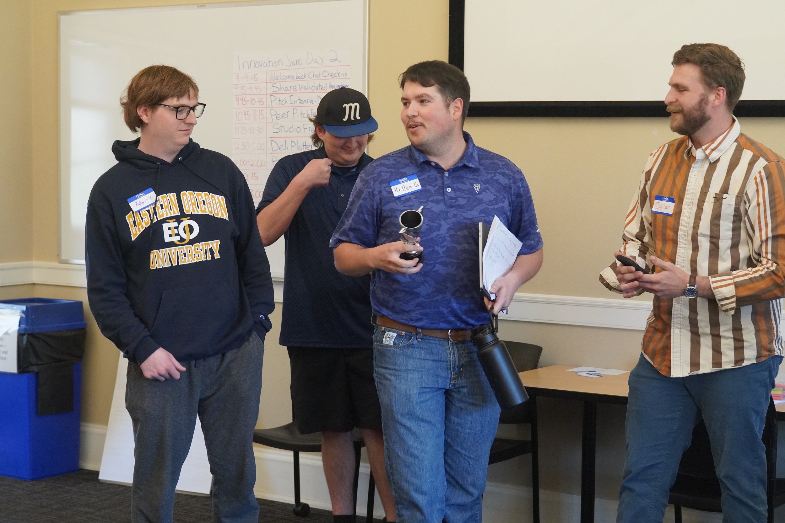 The winners were announced. L-R: Adam Smith, Kellen Grant, Jacob Sanchez, and Carter Gudell.