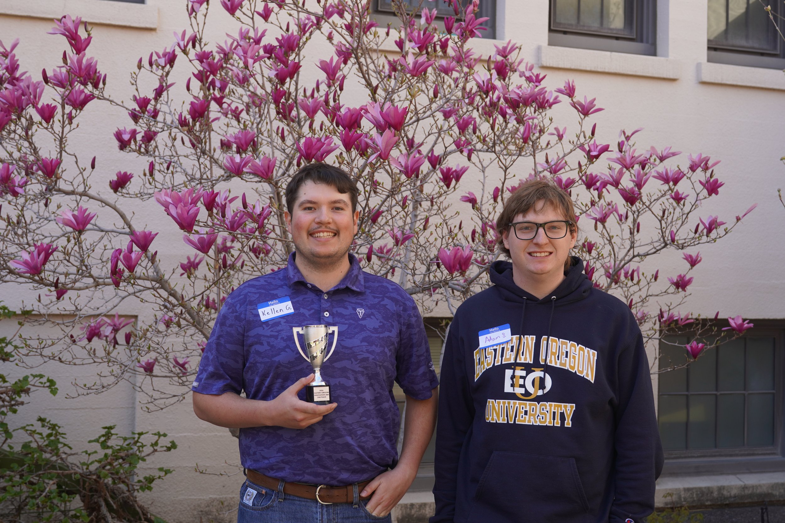 The 2026 Eastern Oregon Innovation Jam Award second place winners (l-r): Kellen Grant, Adam Smith