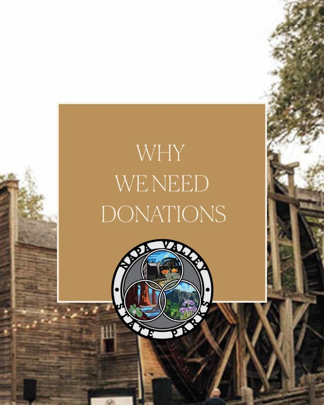 Why do we need donations? Because without you, our parks wouldn&rsquo;t exist as they do today. 💚

Napa Valley&rsquo;s state parks receive no ongoing federal, state or county funding &mdash; they thrive because of you.

Swipe through to see how your