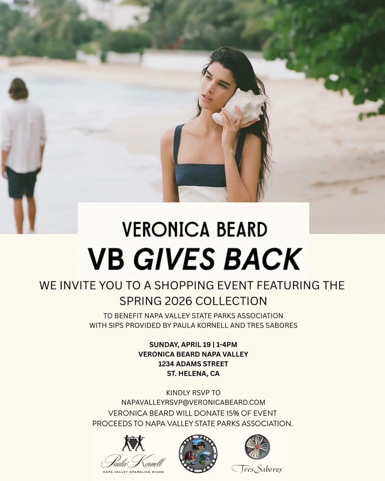Join us for a beautiful afternoon in St. Helena that combines&nbsp;style, community, and support for our state parks.

On&nbsp;April 19, Veronica Beard will host a&nbsp;Sip &amp; Shop benefiting Napa Valley State Parks Association. While you browse t