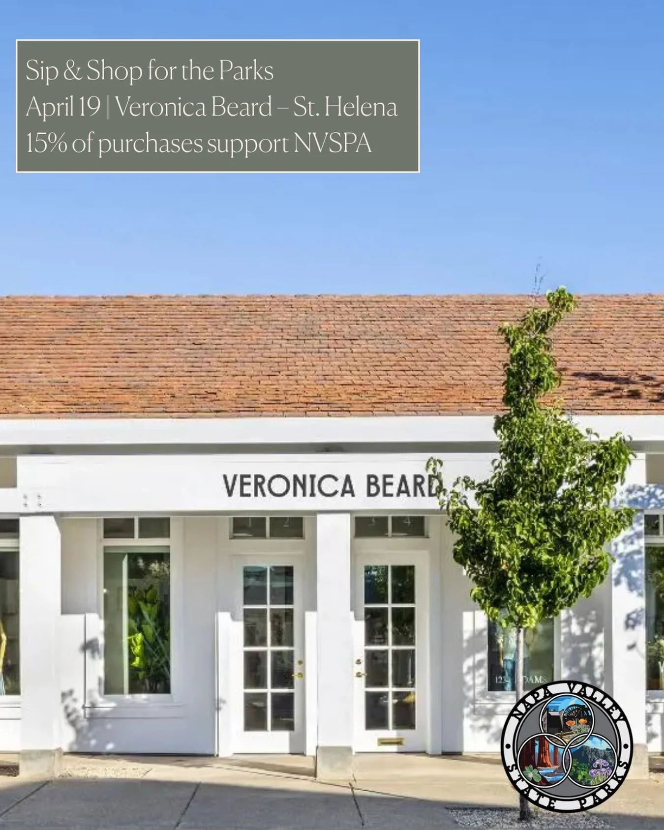 Join us for a special spring afternoon of shopping and community in support of Napa Valley State Parks at Veronica Beard.

Sunday, April 19

Veronica Beard &ndash; St. Helena

Enjoy an inspiring showcase of spring-to-summer style while giving back to