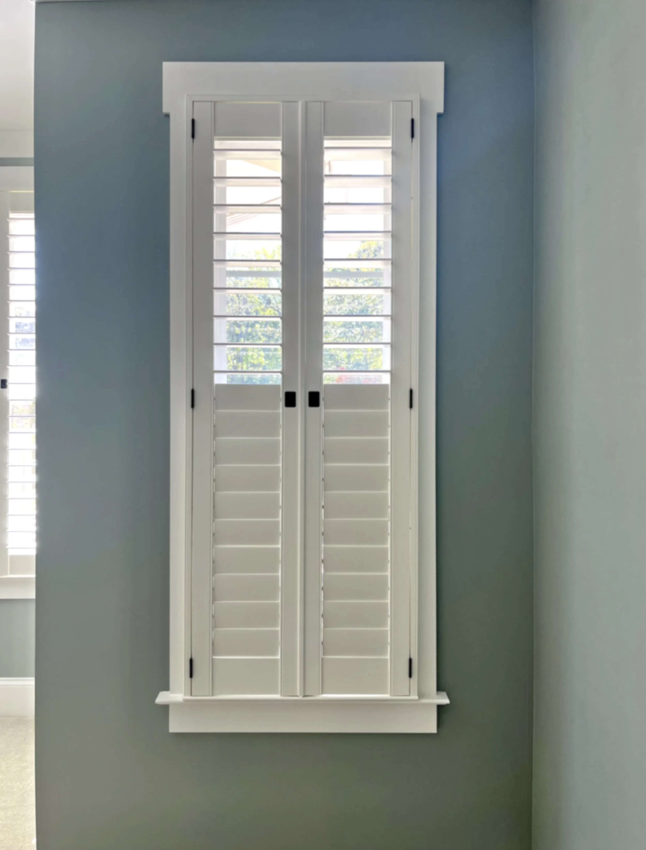 custom invisible tilt plantation shutters for bedroom in Waxhaw, NC home