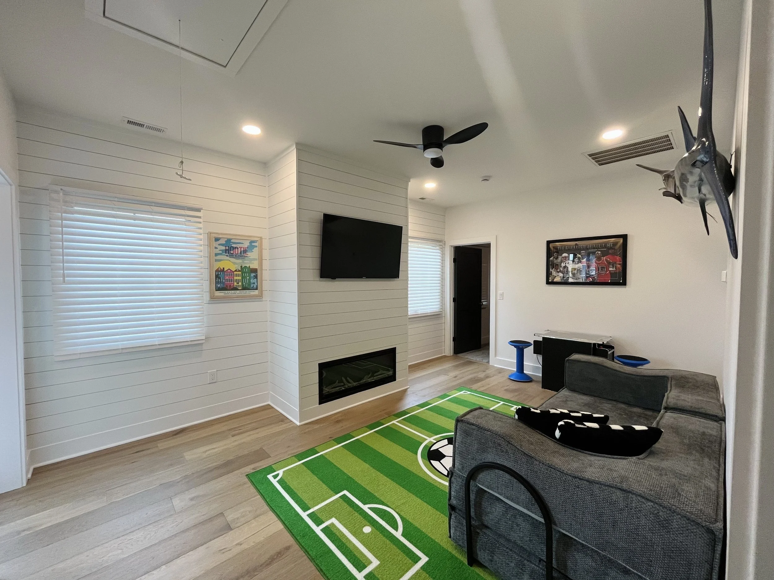 custom cordless blinds for playroom in Huntersville, NC home