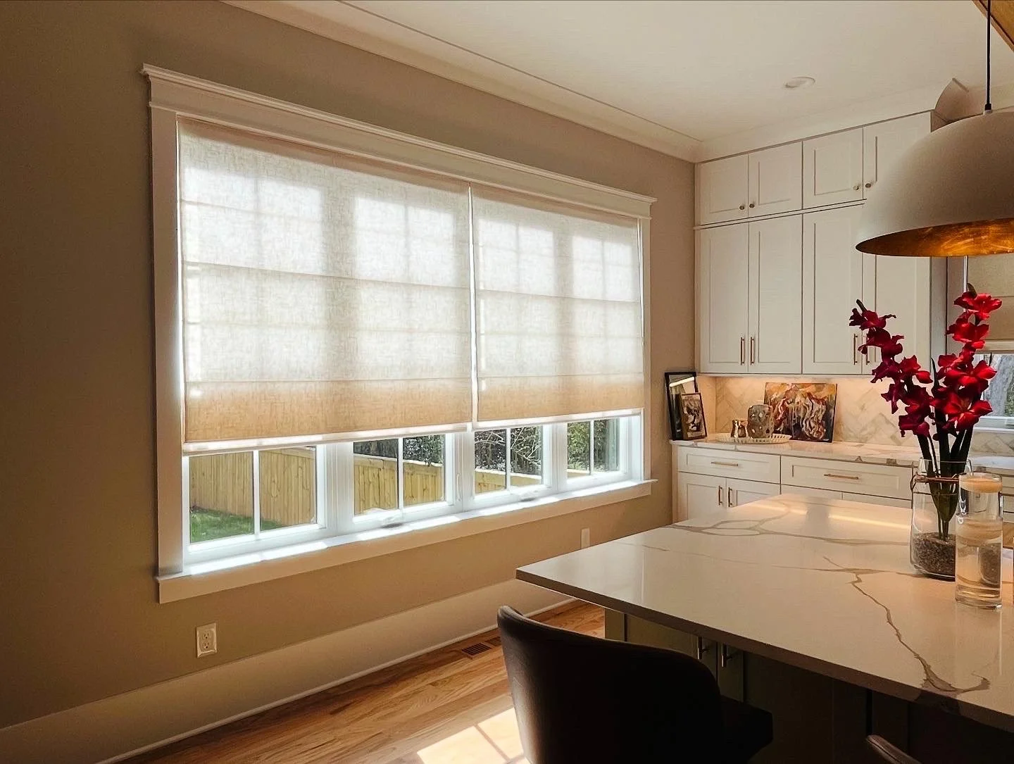 Custom  light filtering roman shades in Charlotte NC home