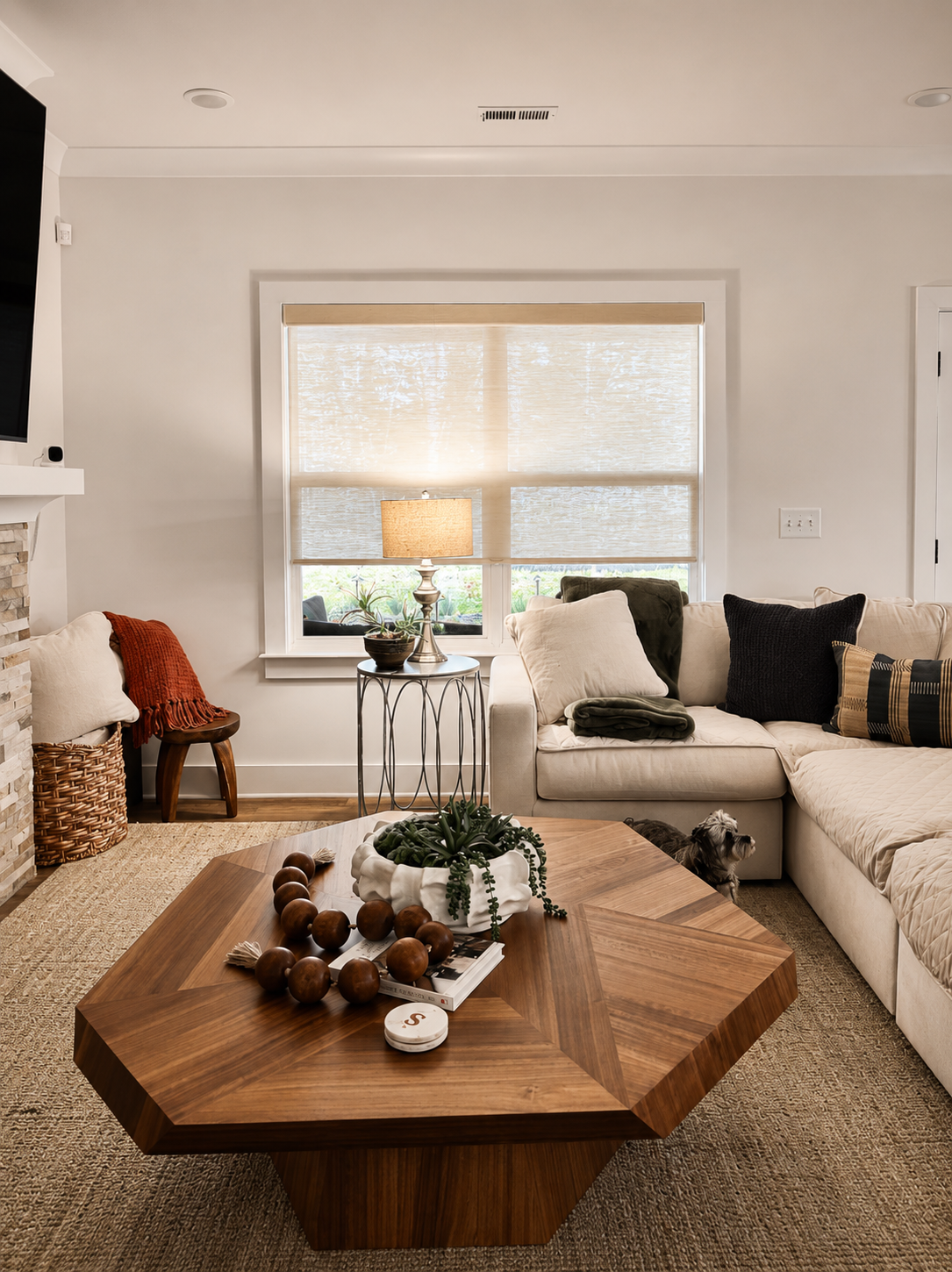 Custom Light Filtering Roller Shades for Living Room in Marvin Waxhaw, NC
