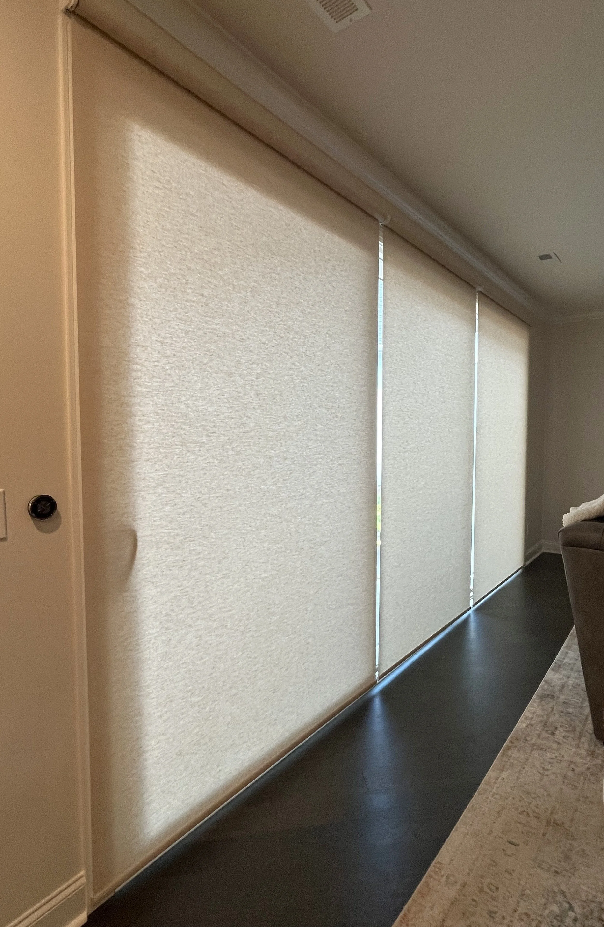 custom motorized roller shades for sliding glass doors in Mooresville, NC home