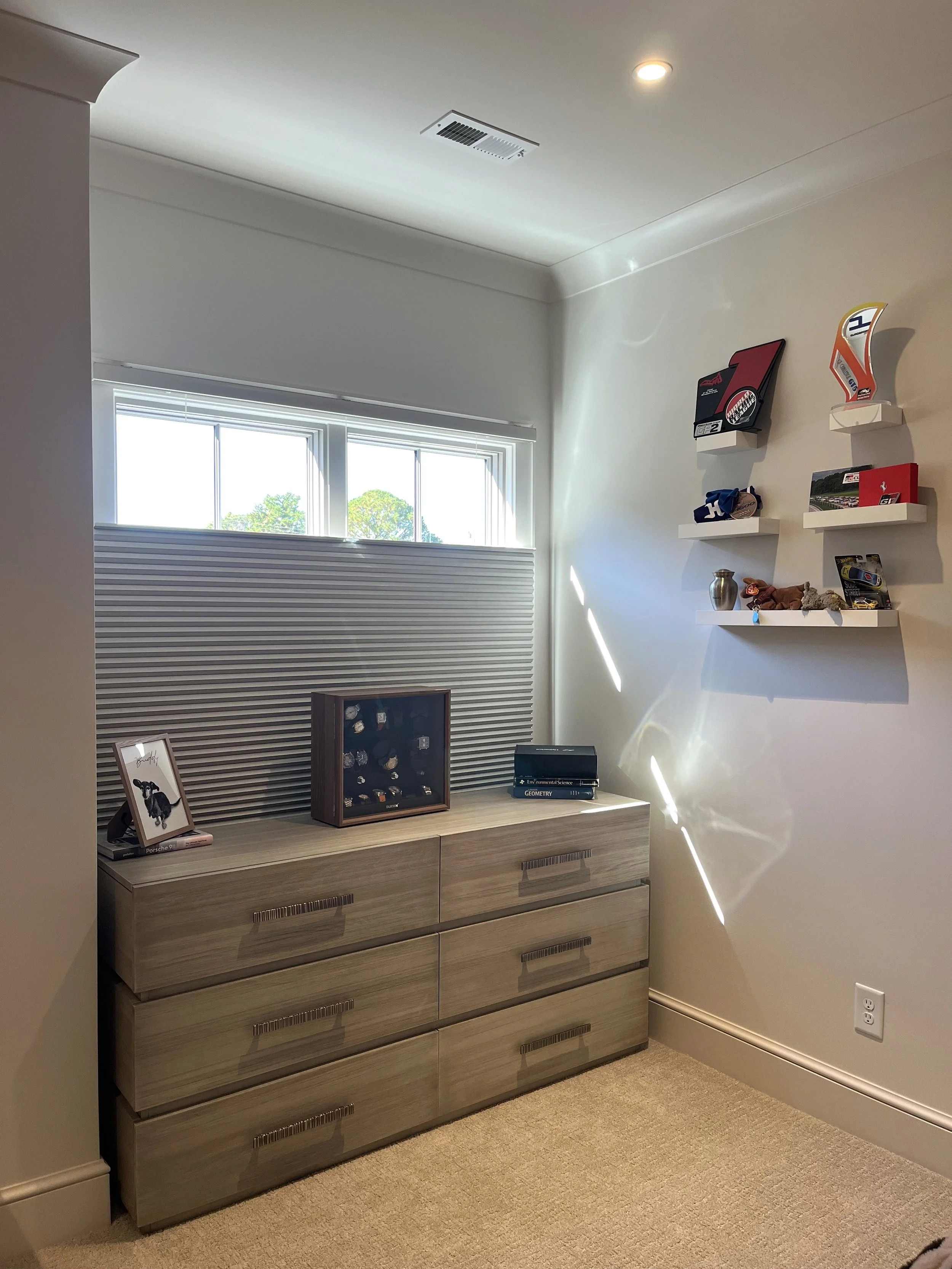 custom room darkening top down bottom up cellular shades for bedroom Charlotte, NC home