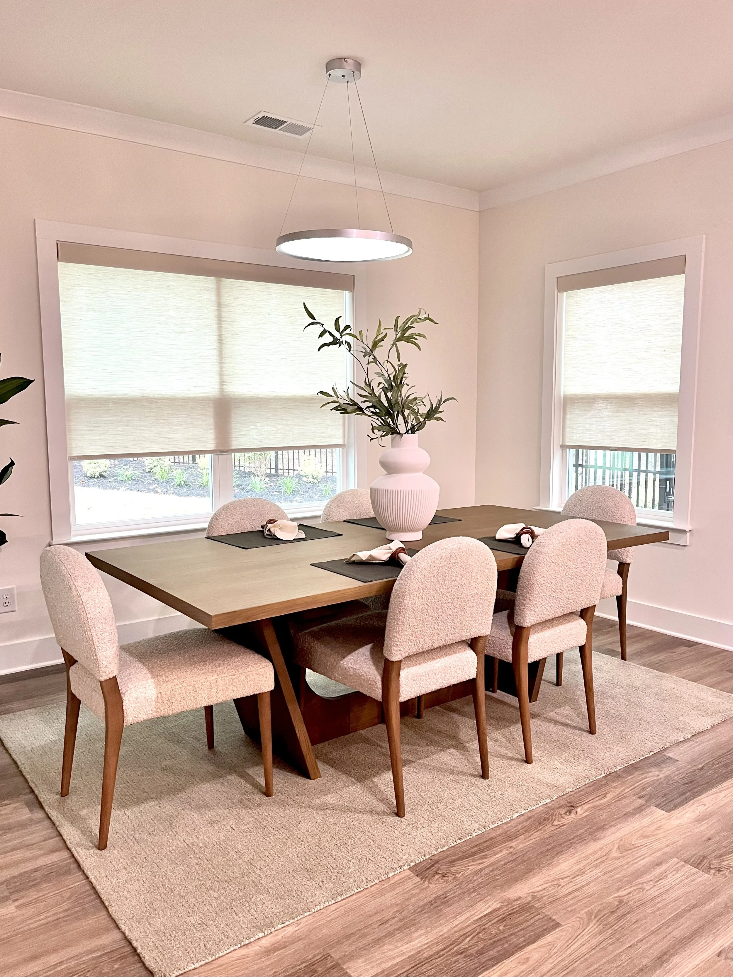 custom light filtering natural roller shades for kitchen in Waxhaw, NC home