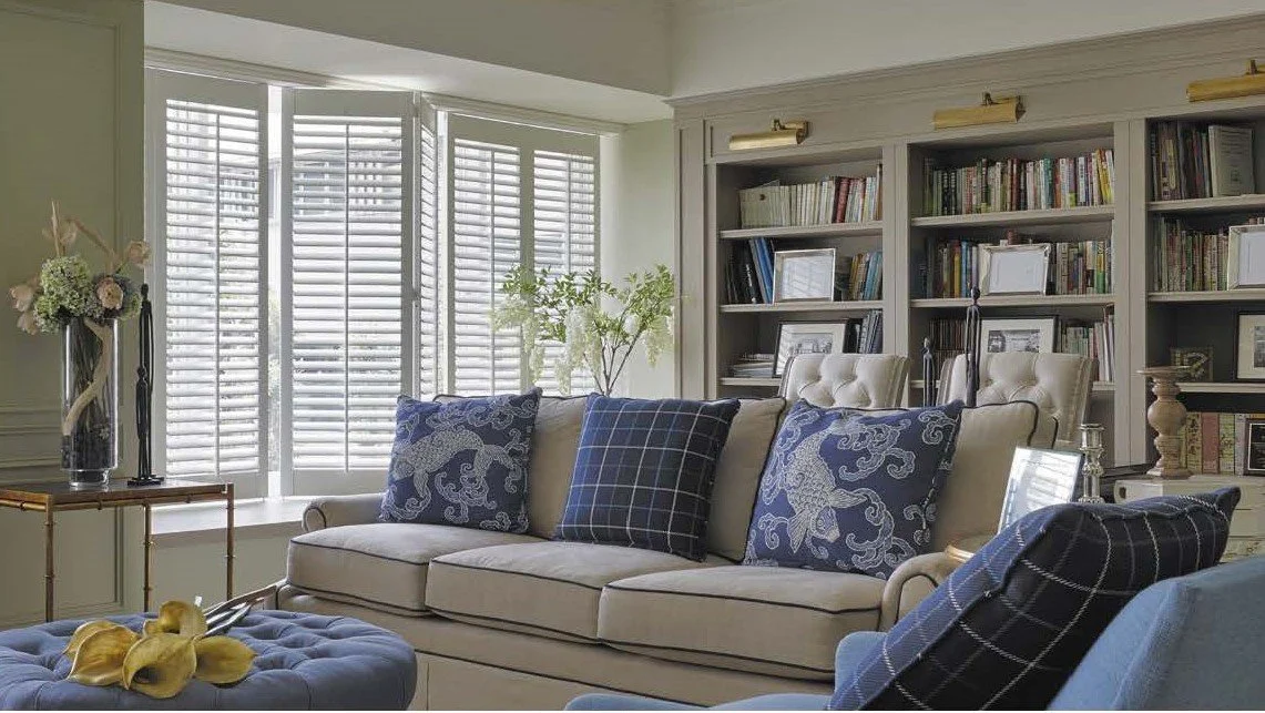 Plantation shutters in Charlotte NC living room